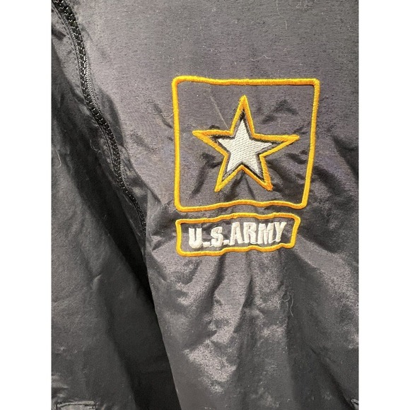 Vtg US Army Recruiting Jacket Men Large/Short Black Yellow Nylon Windbreaker - Picture 2 of 7